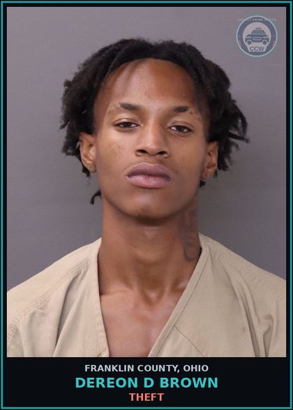 CCW arrest card for Dereon D Brown in Franklin County: THEFT