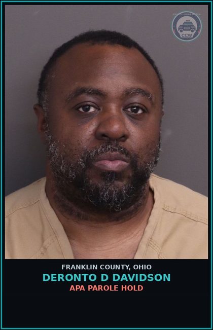 CCW arrest card for Deronto D Davidson in Franklin County: APA PAROLE HOLD