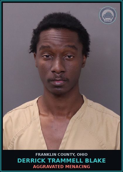 CCW arrest card for Derrick Trammell Blake in Franklin County: AGGRAVATED MENACING