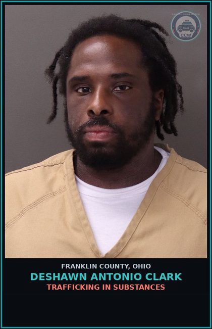 CCW arrest card for Deshawn Antonio Clark in Franklin County: TRAFFICKING IN DRUGS