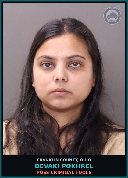 CCW arrest card for Devaki Pokhrel in Franklin County: CASINO GAMING OFFENSE