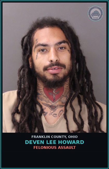 CCW arrest card for Deven Lee Howard in Franklin County: AGGRAVATED MENACING