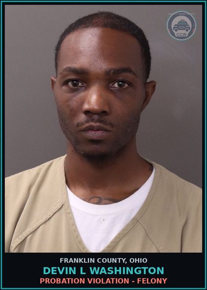 CCW arrest card for Devin L Washington in Franklin County: PROBATION VIOLATION - FELONY