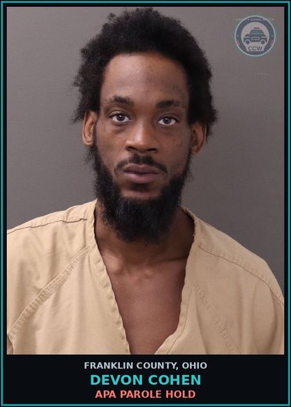 CCW arrest card for Devon Cohen in Franklin County: APA PAROLE HOLD