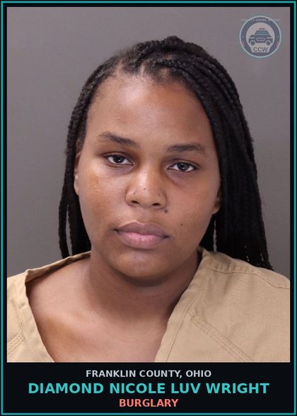CCW arrest card for Diamond Nicole Luv Wright in Franklin County: BURGLARY