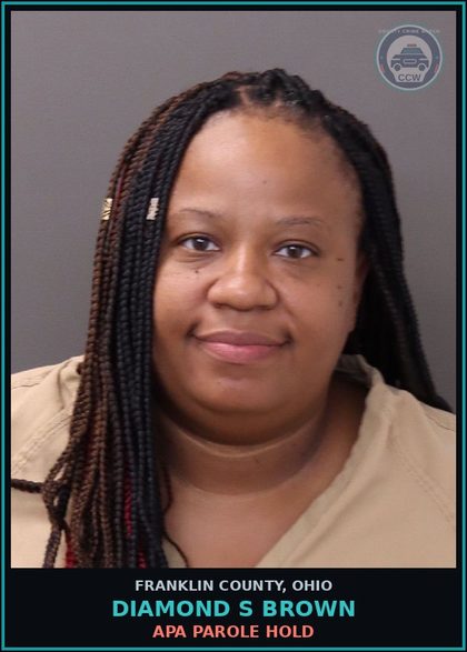 CCW arrest card for Diamond S Brown in Franklin County: APA PAROLE HOLD