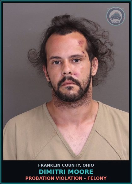 CCW arrest card for Dimitri Moore in Franklin County: OMVI DRUGS/ALCOHOL