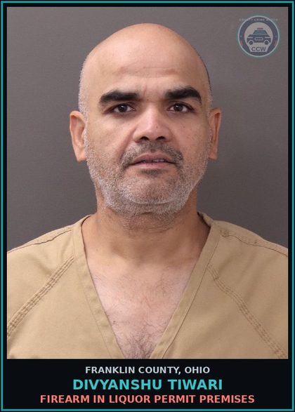 CCW arrest card for Divyanshu Tiwari in Franklin County: DRIVING UNDER OVI SUSPENSION