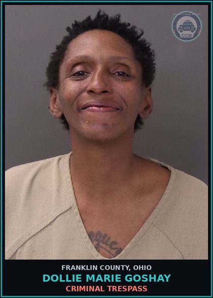 CCW arrest card for Dollie Marie Goshay in Franklin County: CRIMINAL TRESPASS