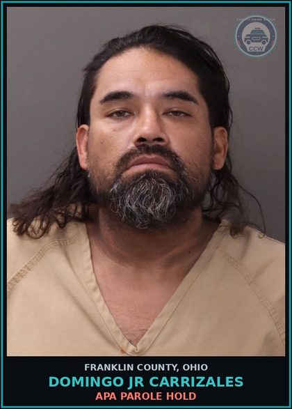 CCW arrest card for Domingo Jr Carrizales in Franklin County: APA PAROLE HOLD