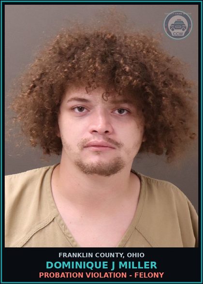 CCW arrest card for Dominique J Miller in Franklin County: PROBATION VIOLATION - FELONY