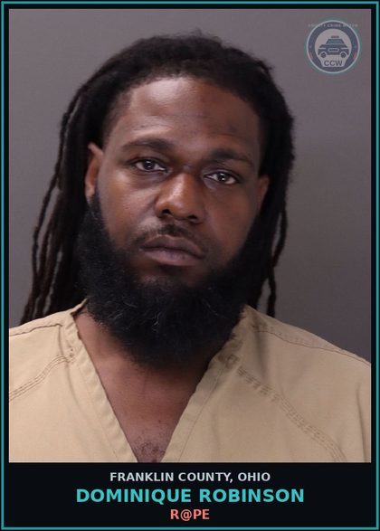 CCW arrest card for Dominique Robinson in Franklin County: r@pe