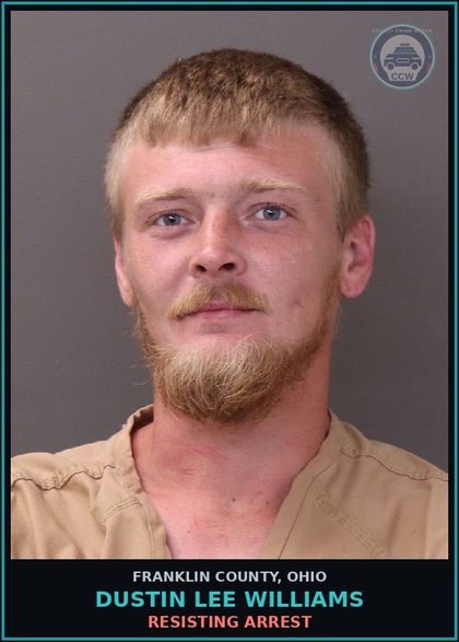 CCW arrest card for Dustin Lee Williams in Franklin County: RESISTING ARREST
