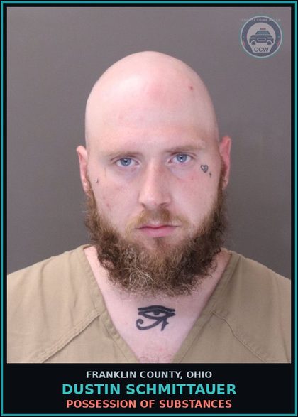 CCW arrest card for Dustin Schmittauer in Franklin County: POSSESSION OF DRUGS