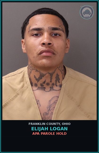 CCW arrest card for Elijah Logan in Franklin County: APA PAROLE HOLD