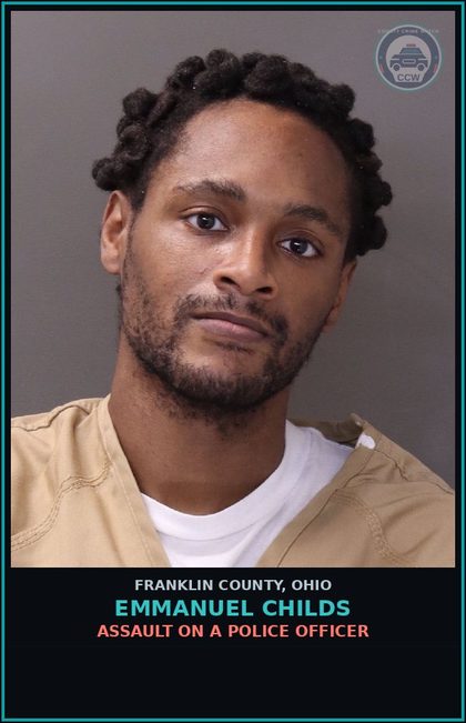 CCW arrest card for Emmanuel Childs in Franklin County: ASSAULT ON A POLICE OFFICER