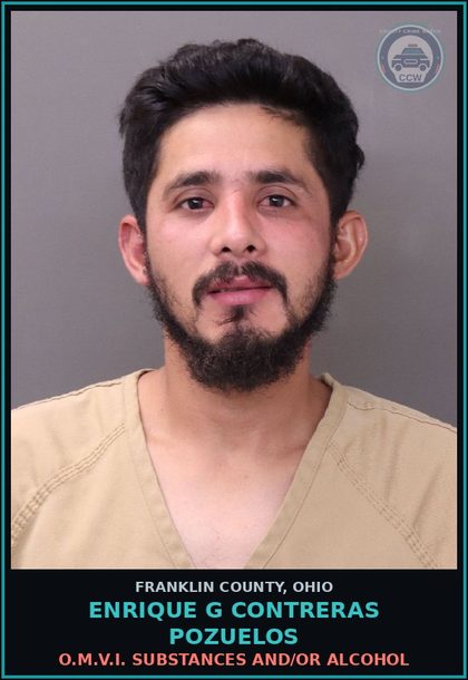 CCW arrest card for Enrique G Contreras Pozuelos in Franklin County: O.M.V.I. DRUGS AND/OR ALCOHOL