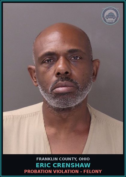 CCW arrest card for Eric Crenshaw in Franklin County: PROBATION VIOLATION - FELONY