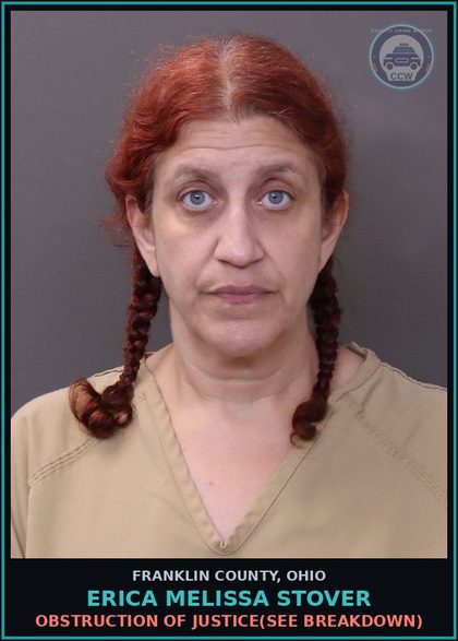 CCW arrest card for Erica Melissa Stover in Franklin County: OBSTRUCTION OF JUSTICE(SEE BREAKDOWN)