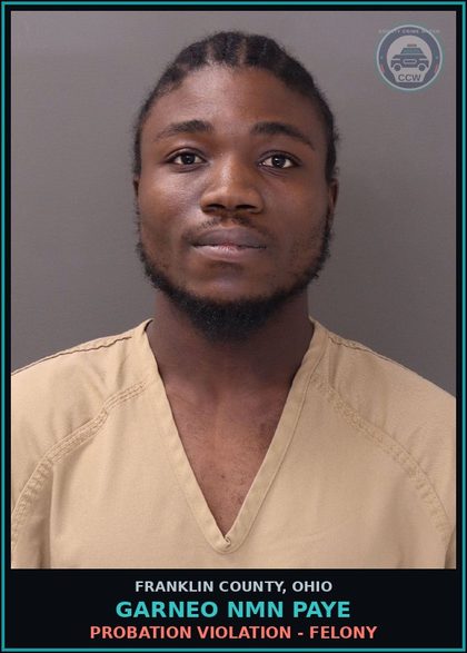 CCW arrest card for Garneo Nmn Paye in Franklin County: PROBATION VIOLATION - FELONY