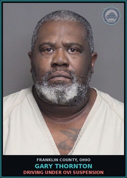 CCW arrest card for Gary Thornton in Franklin County: DRIVING UNDER OVI SUSPENSION