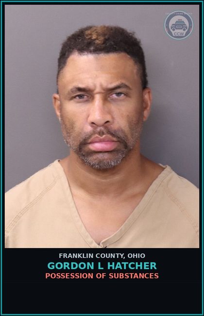 CCW arrest card for Gordon L Hatcher in Franklin County: POSSESSION OF DRUGS