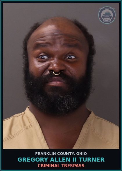 CCW arrest card for Gregory Allen Ii Turner in Franklin County: CRIMINAL TRESPASS