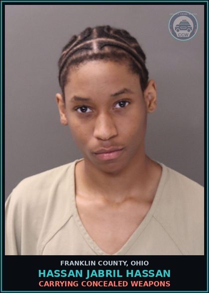 CCW arrest card for Hassan Jabril Hassan in Franklin County: CARRYING CONCEALED WEAPONS