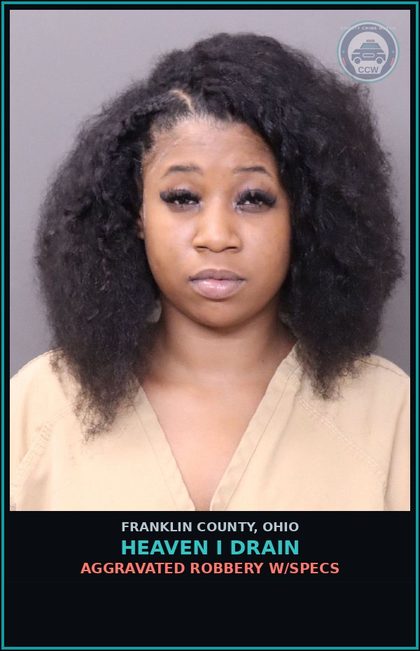 CCW arrest card for Heaven I Drain in Franklin County: AGGRAVATED ROBBERY W/SPECS
