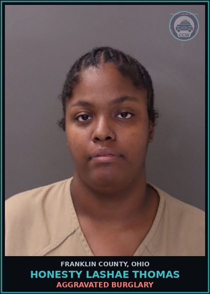CCW arrest card for Honesty Lashae Thomas in Franklin County: AGGRAVATED BURGLARY