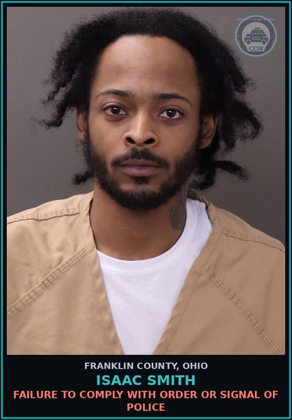 CCW arrest card for Isaac Smith in Franklin County: FAILURE TO COMPLY WITH ORDER OR SIGNAL OF POLICE