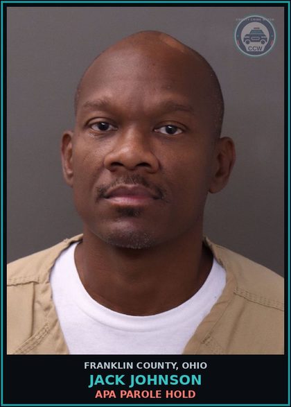 CCW arrest card for Jack Johnson in Franklin County: APA PAROLE HOLD