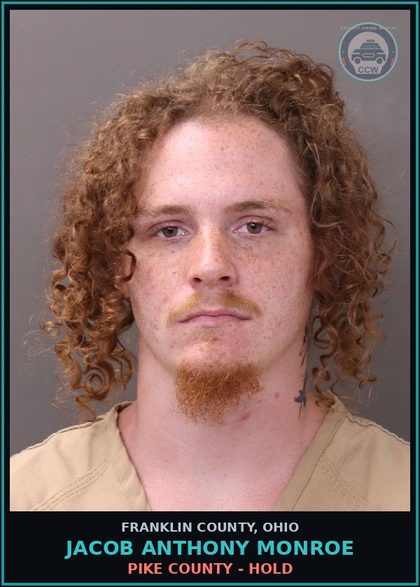 CCW arrest card for Jacob Anthony Monroe in Franklin County: PIKE COUNTY - HOLD