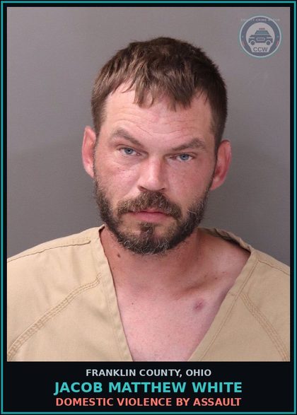 CCW arrest card for Jacob Matthew White in Franklin County: DOMESTIC VIOLENCE BY ASSAULT