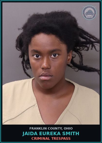 CCW arrest card for Jaida Eureka Smith in Franklin County: CRIMINAL TRESPASS