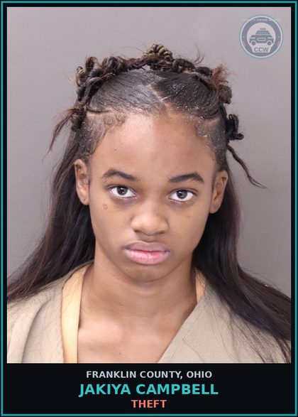 CCW arrest card for Jakiya Campbell in Franklin County: THEFT