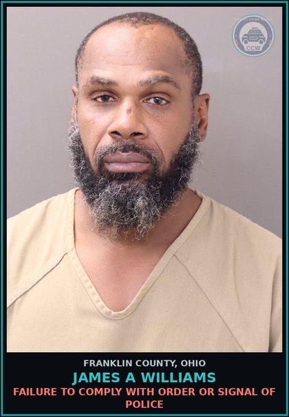 CCW arrest card for James A Williams in Franklin County: FAILURE TO COMPLY WITH ORDER OR SIGNAL OF POLICE