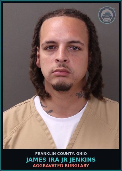 CCW arrest card for James Ira Jr Jenkins in Franklin County: AGGRAVATED BURGLARY