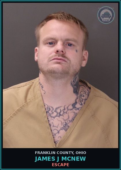 CCW arrest card for James J Mcnew in Franklin County: ESCAPE