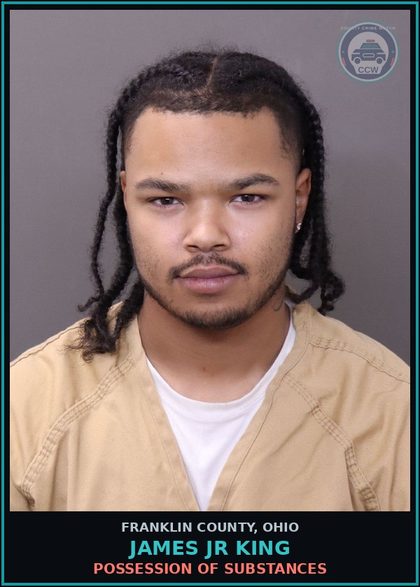 CCW arrest card for James Jr King in Franklin County: POSSESSION OF DRUGS