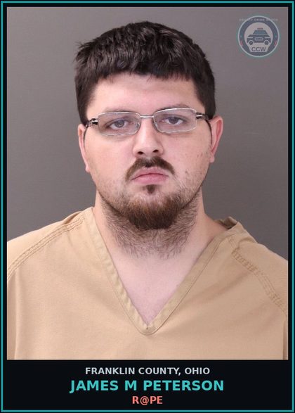 CCW arrest card for James M Peterson in Franklin County: r@pe