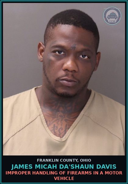 CCW arrest card for James Micah Da'Shaun Davis in Franklin County: POSSESSION OF COCAINE