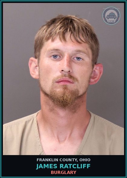 CCW arrest card for James Ratcliff in Franklin County: BURGLARY