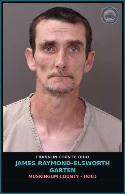 CCW arrest card for James Raymond-Elsworth Garten in Franklin County: MUSKINGUM COUNTY - HOLD