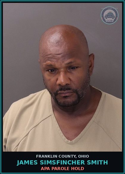 CCW arrest card for James Simsfincher Smith in Franklin County: APA PAROLE HOLD