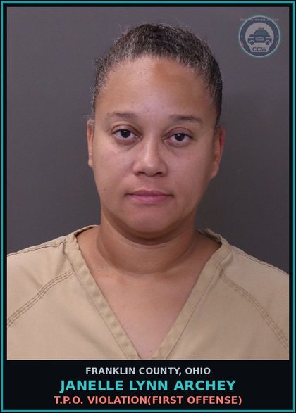 CCW arrest card for Janelle Lynn Archey in Franklin County: T.P.O. VIOLATION(FIRST OFFENSE)