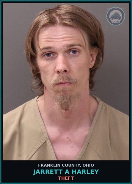 CCW arrest card for Jarrett A Harley in Franklin County: THEFT