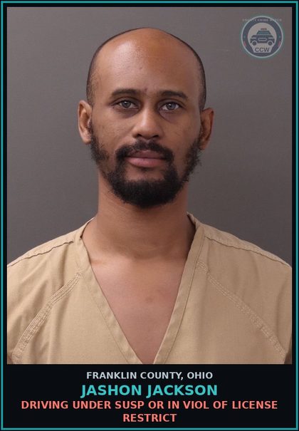 CCW arrest card for Jashon Jackson in Franklin County: DRIVING UNDER SUSP OR IN VIOL OF LICENSE RESTRICT