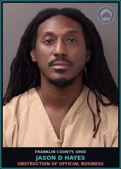 CCW arrest card for Jason D Hayes in Franklin County: OBSTRUCTION OF OFFICIAL BUSINESS