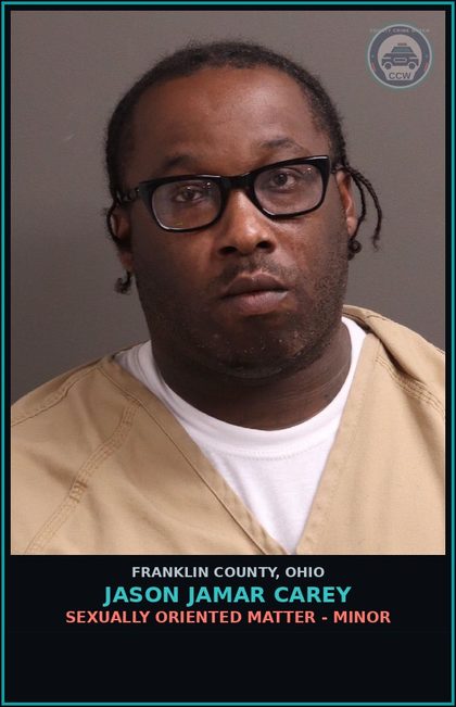 CCW arrest card for Jason Jamar Carey in Franklin County: SEXUALLY ORIENTED MATTER - MINOR
